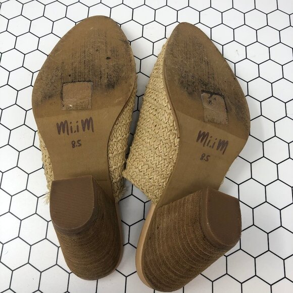 Mi.im Beige Woven Mules Stacked Wood Heel 8.5 - Picture 6 of 7